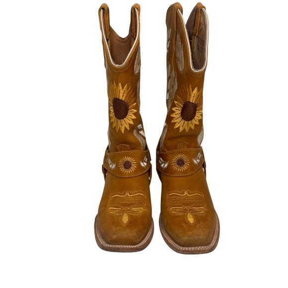 🌻 Women’s Sunflower Embroidered Cowboy Boots – Made in Mexico – Size 6.5 - Picture 3 of 9
